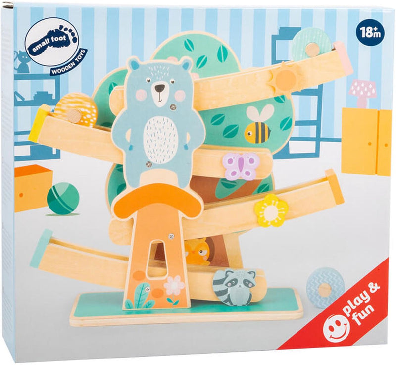 Afbeelding laden in galerijviewer, Small foot - houten knikkerbaan dieren pastel