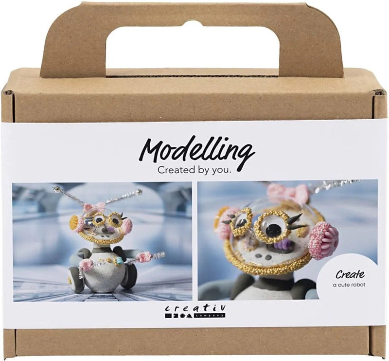 Afbeelding laden in galerijviewer, Creativ company mini hobbyset robot boetseren grijs en roze