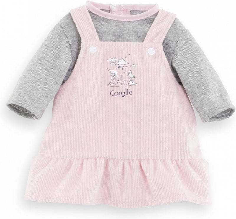 Afbeelding laden in galerijviewer, Corolle poppenjurk met shirt - babypop kleding 36cm roze grijs.
