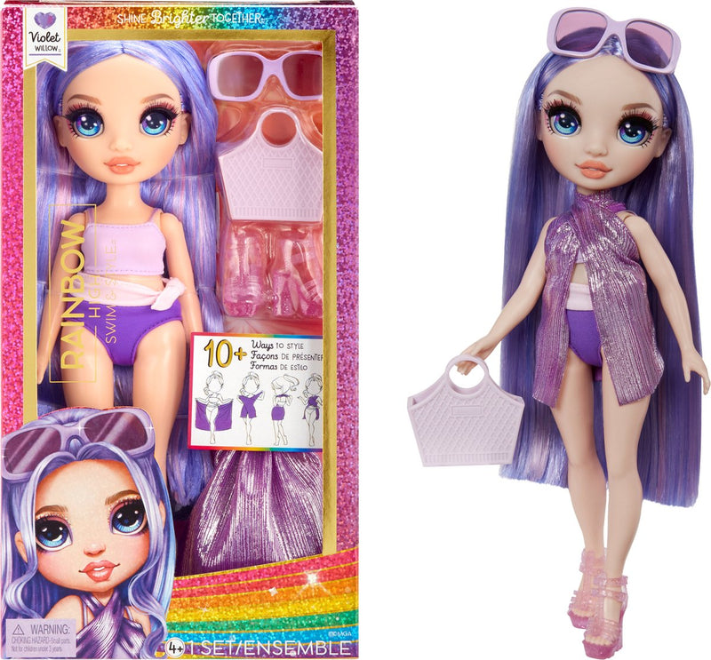 Afbeelding laden in galerijviewer, Rainbow high swim style-modepop - 28 cm - violet (paars)