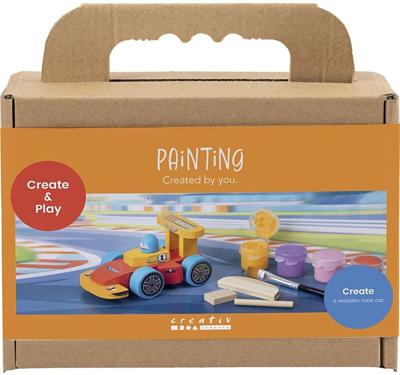 Afbeelding laden in galerijviewer, Creativ company mini hobbyset houten raceauto schilderen