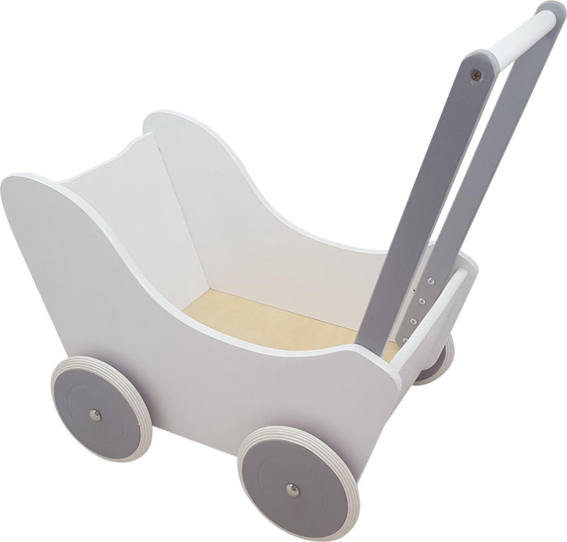 Afbeelding laden in galerijviewer, Playwood poppenwagen wit zilver