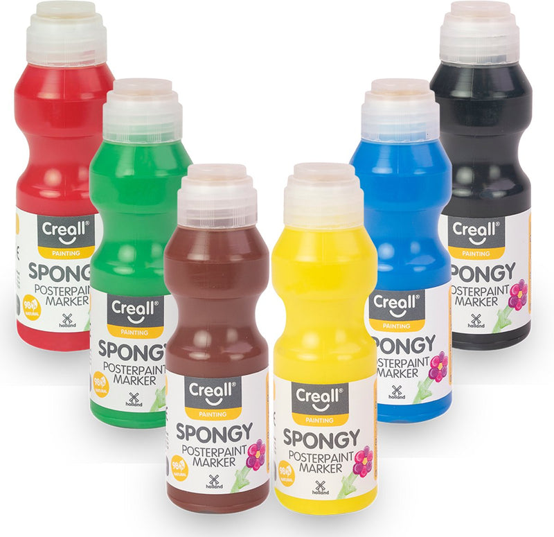 Afbeelding laden in galerijviewer, Creall spongy plakkaatverfstiften - 6 kleuren - 6x70ml - gemaakt in nl - vegan - glutenvrij