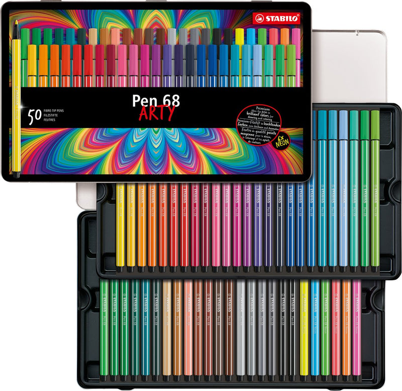 ギャラリービューアに画像をロードする, Stabilo pen 68 - viltstift - metalen doos met 50 stuks