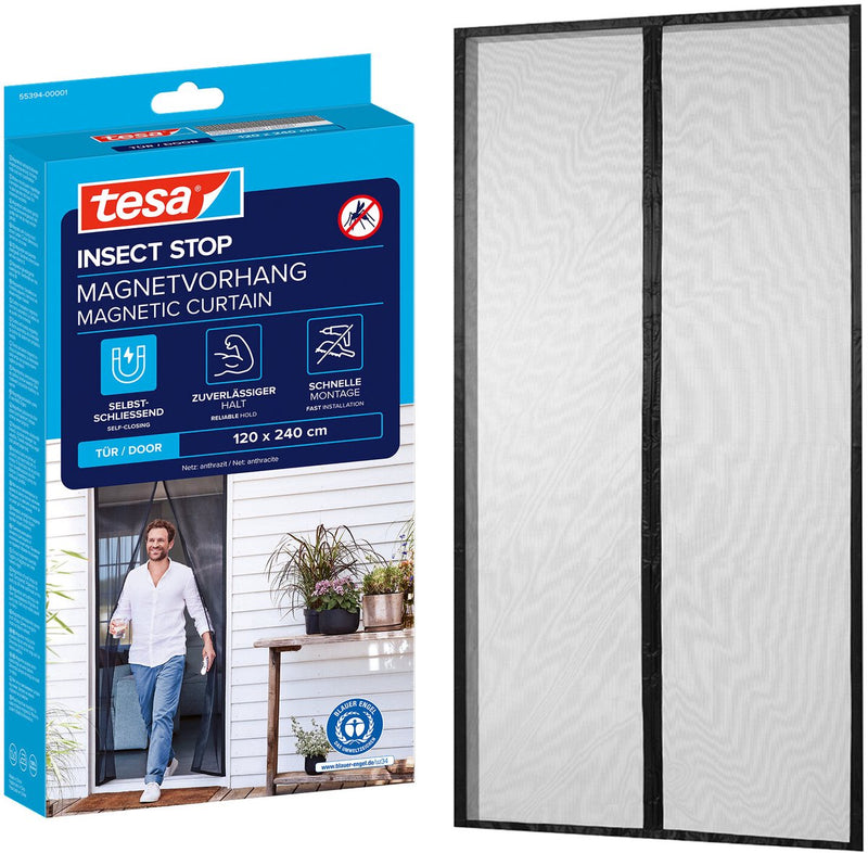 Afbeelding laden in galerijviewer, Tesa insect stop magnetic curtain xl - magnetisch gordijn zelfsluitend voor balkon- en terrasdeuren, zonder boren - 240 x 120 cm
