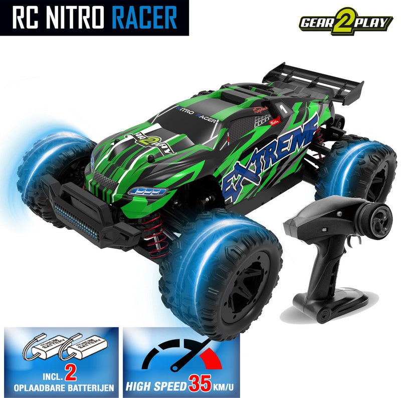 Chargez l'image dans la visionneuse de la galerie, Gear2play rc nitro racer terreinwagen 1:18 - incl. 2 oplaadbare batterijen - high speed 35 km u - all weather terreinbanden
