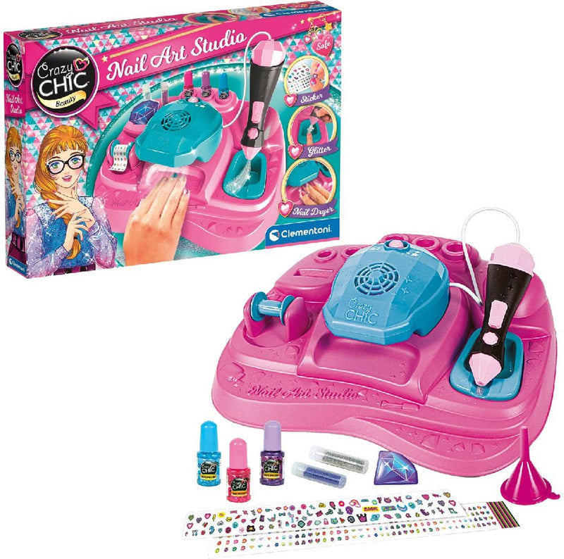 Afbeelding laden in galerijviewer, Clementoni crazy chic - nagelstudio voor kinderen - kinder nagellak met stickers, glitters en nageldroger - vanaf 6 jaar
