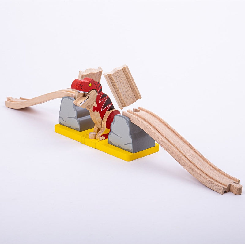 Afbeelding laden in galerijviewer, Bigjigs rail t-rex valbrug houten treinbaan - avontuurlijke speelset