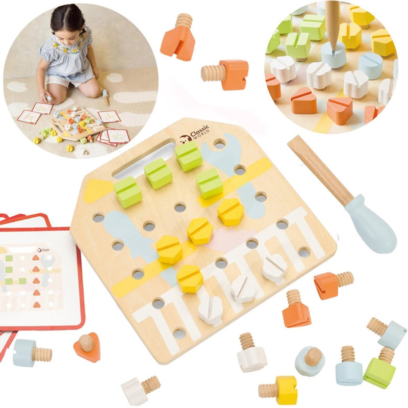 Afbeelding laden in galerijviewer, Classic world houten schroefbord educatief speelgoed 27-delig.