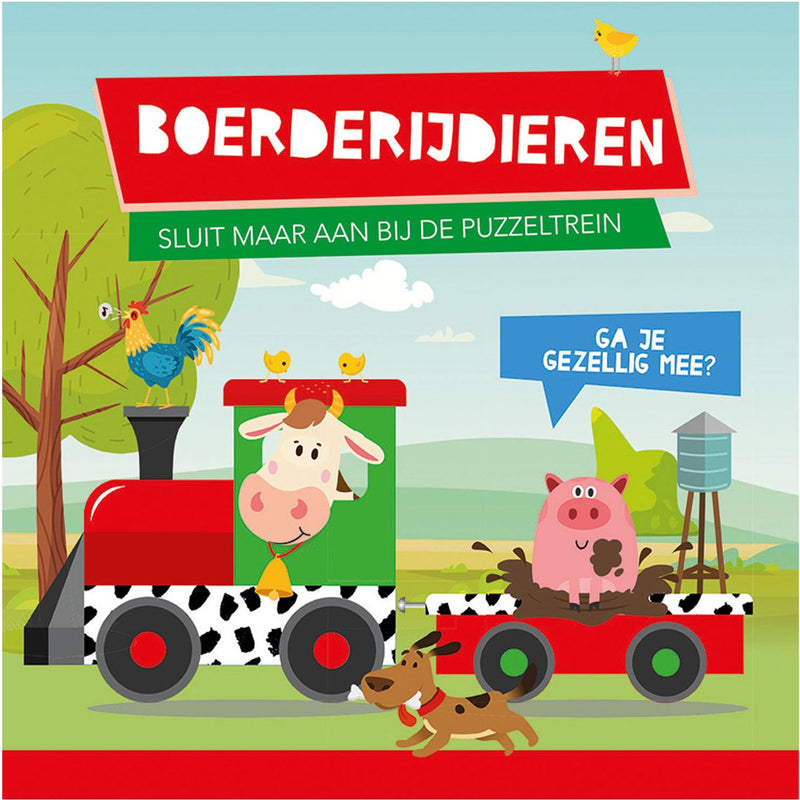Afbeelding laden in galerijviewer, Usborne boerderijdieren- boek + puzzeltrein