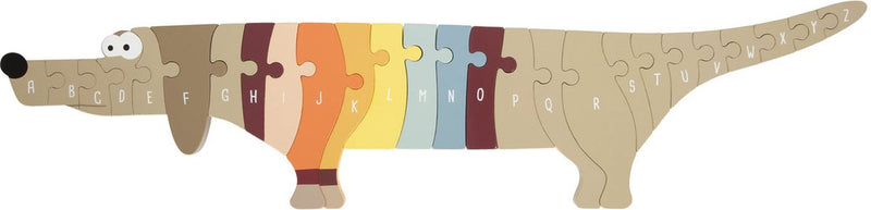Afbeelding laden in galerijviewer, Small foot - houten letter- en vormenpuzzel hond, 26st.