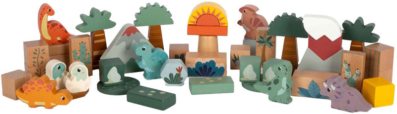 Afbeelding laden in galerijviewer, Small foot - houten bouwblokken dino, 50dlg.