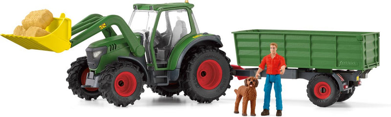 Afbeelding laden in galerijviewer, Schleich farm world tractor met aanhanger 42608