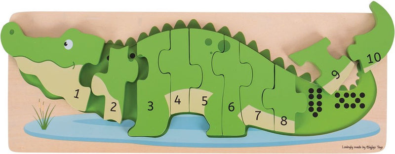 Afbeelding laden in galerijviewer, Bigjigs speelgoed houten puzzel 3d krokodil - bigjigs
