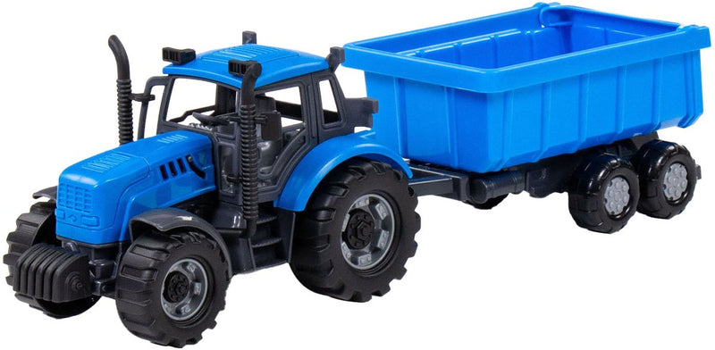 Afbeelding laden in galerijviewer, Cavallino tractor met kiepwagen aanhangwagen blauw, schaal 1:32