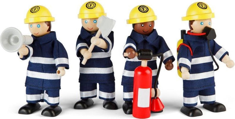Afbeelding laden in galerijviewer, Tidlo houten poppenhuis poppen brandweermannen, 4st.