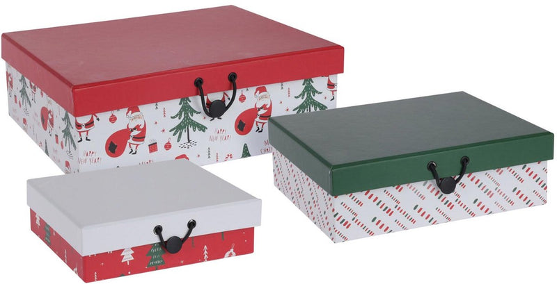 Afbeelding laden in galerijviewer, Koopman geschenkdozenset kerst cadeauverpakking karton set van 3 multicolor.