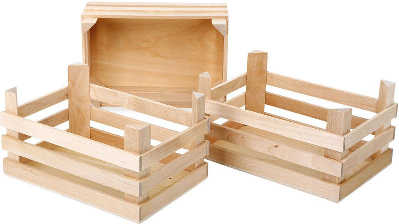 Afbeelding laden in galerijviewer, Small foot - houten kratjes groot 18x12x9,5cm, set van 3