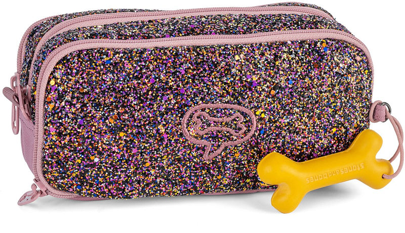 Afbeelding laden in galerijviewer, Stones and bones rowan 2.0 - etui - pennenzak voor kinderen - 3 vakken - glamour - lila