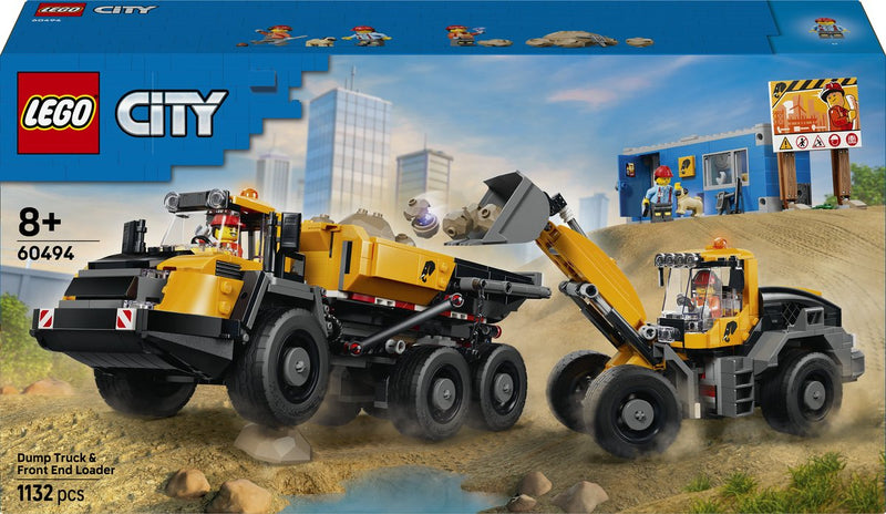 Afbeelding laden in galerijviewer, Lego city kiepwagen en voorlader voertuig speelgoed voor kinderen 60494