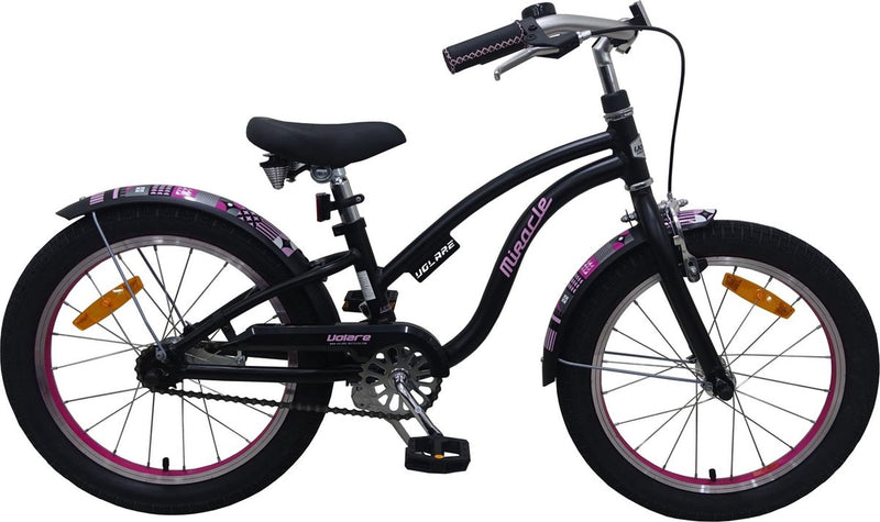 Afbeelding laden in galerijviewer, Volare Miracle Cruiser Kinderfiets - Meisjes - 18 inch - Mat Zwart - Prime Collection