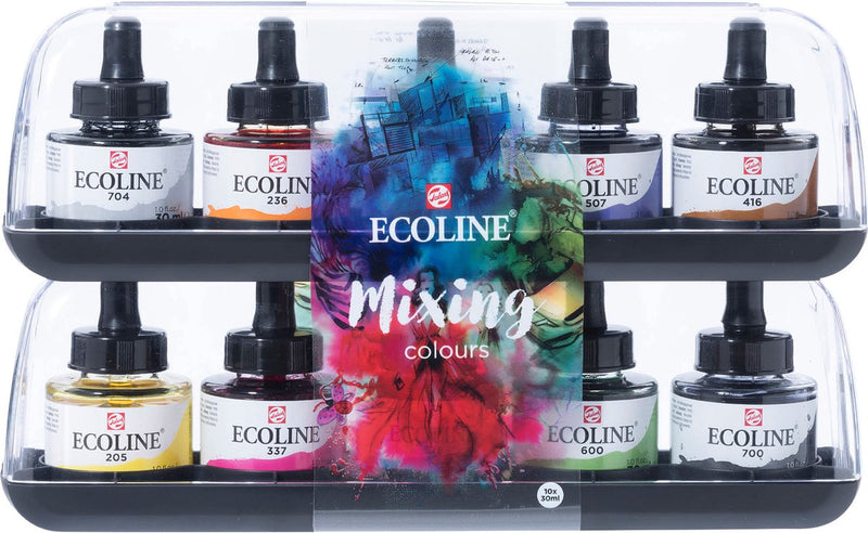 Afbeelding laden in galerijviewer, Ecoline vloeibare waterverf mengset | 10 x 30 ml