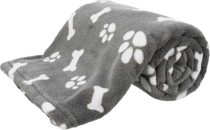 Afbeelding laden in galerijviewer, Trixie hondendeken kenny fleece bot pootjes grijs