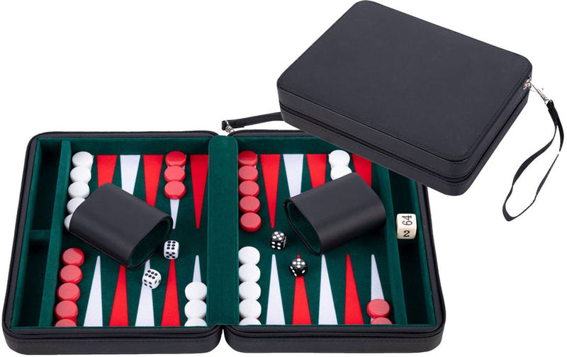 Afbeelding laden in galerijviewer, Engelhart backgammon reisspel met rits - zwart