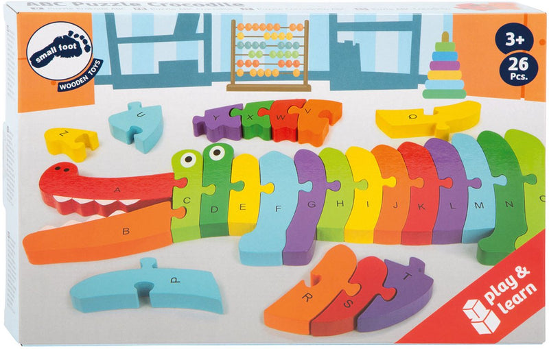 Afbeelding laden in galerijviewer, Small foot - houten abc krokodil puzzel, 26dlg.