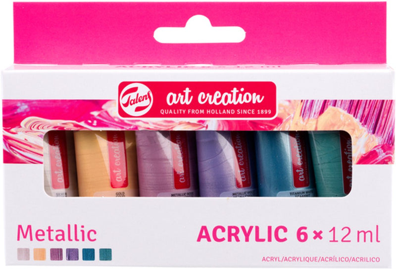 Afbeelding laden in galerijviewer, Talens art creation acrylverf set metallic | 6 x 12 ml