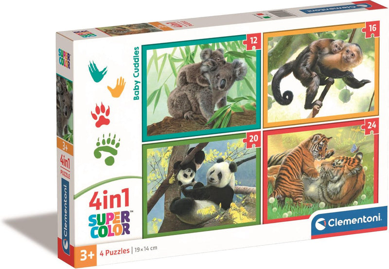 Cargue la imagen en el visor de la galería, Clementoni legpuzzel 4in1 baby cuddles