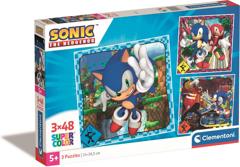Chargez l'image dans la visionneuse de la galerie, Clementoni legpuzzel super color vierkant sonic, 3x48st.