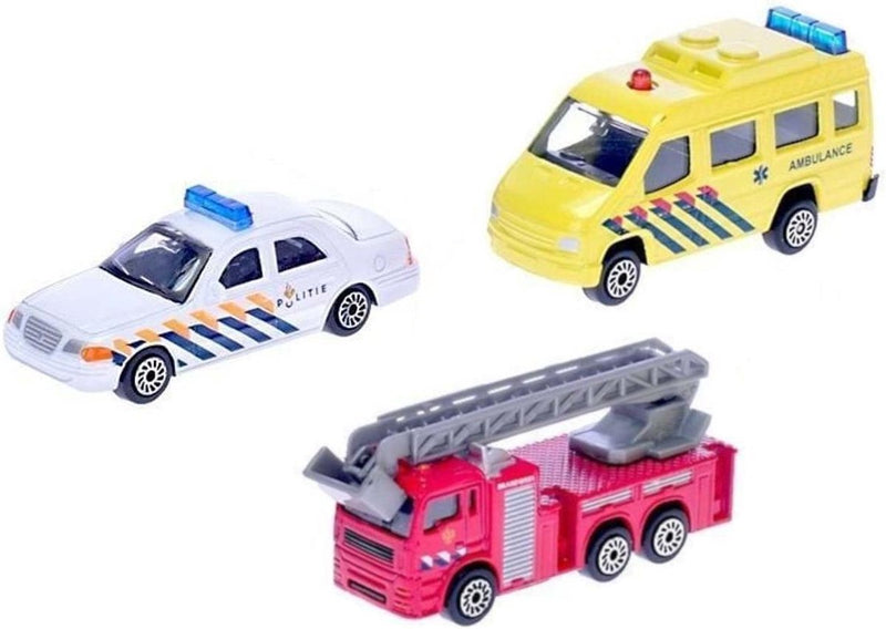 Afbeelding laden in galerijviewer, 2-play hulpdienstauto's 8 cm wit geel rood 3-delig