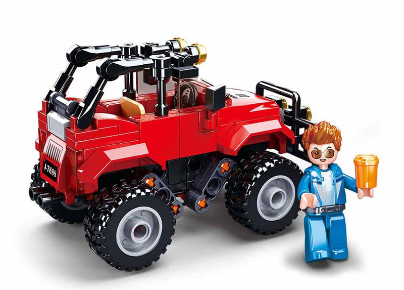 ギャラリービューアに画像をロードする, Sluban town rode jeep bouwspeelgoed kinderen vanaf 6 jaar – constructiespeelgoed modelbouw – bouwdoos met 135 bouwstenen en 1 minifiguur – m38-b0902