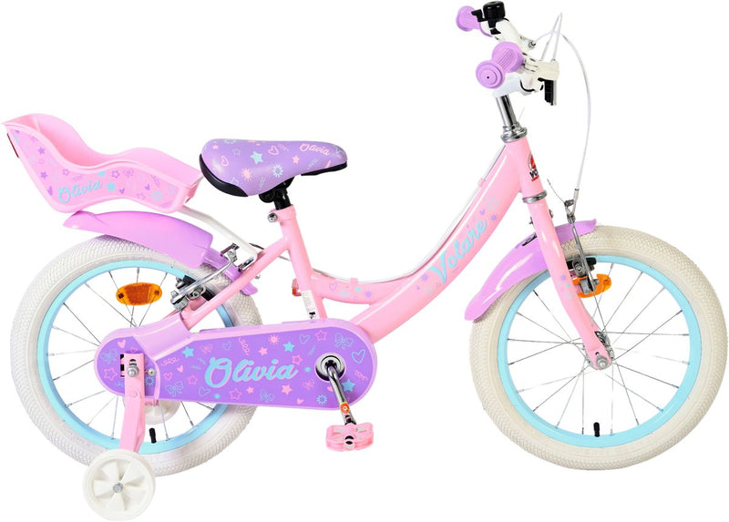 Afbeelding laden in galerijviewer, Volare olivia kinderfiets - meisjes - 16 inch - roze - twee handremmen