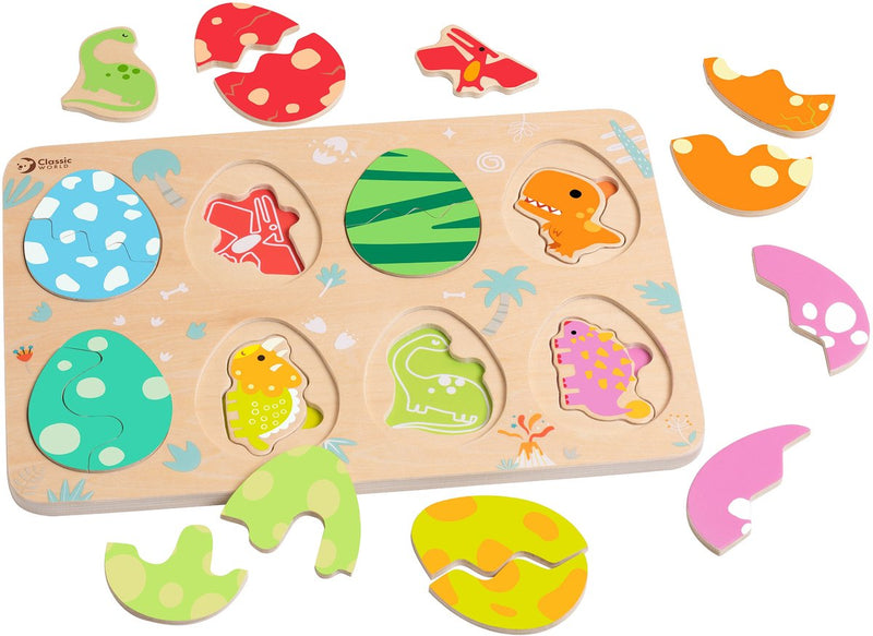 Afbeelding laden in galerijviewer, Classic world houten puzzel dinosaurus educatief speelgoed 25 stukjes.