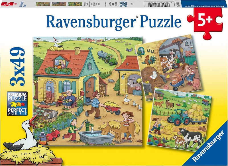 Cargue la imagen en el visor de la galería, Ravensburger puzzel boerderij - 3x49 stukjes - kinderpuzzel