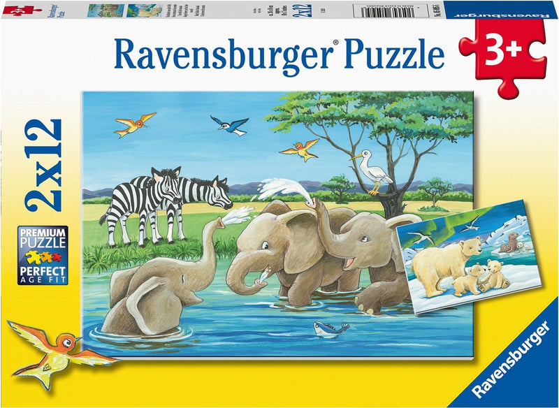 Afbeelding laden in galerijviewer, Ravensburger puzzel jonge dieren uit de hele wereld - 2 x 12 stukjes