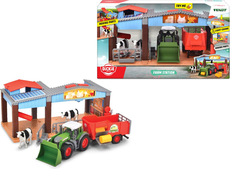 Afbeelding laden in galerijviewer, Dickie toys boerderij - tractor met trailer - 30cm - speelgoedboerderij