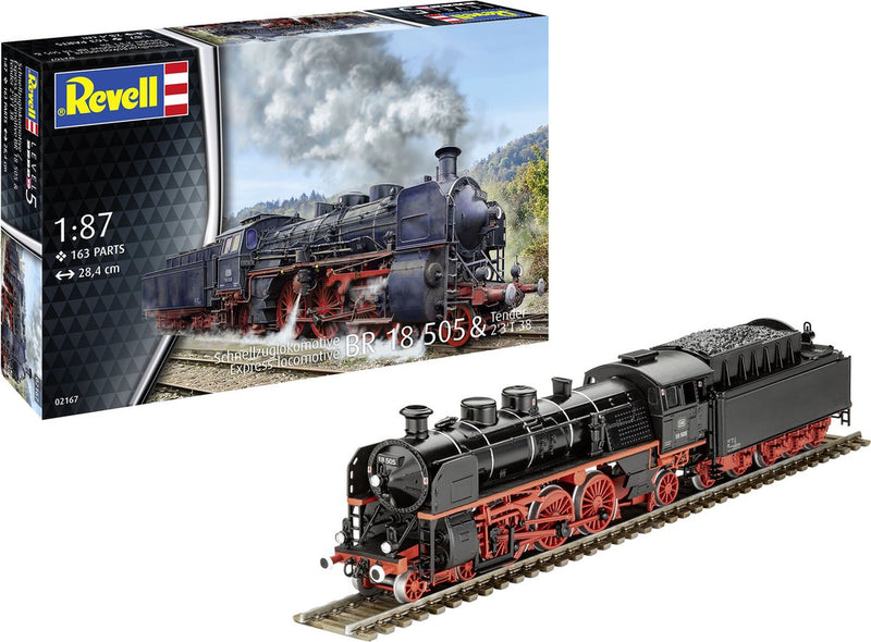 Chargez l'image dans la visionneuse de la galerie, Revell modelbouwpakket militaire voertuigen - 02167 baureihe 18 505 - tender 2'3' t 38 - stoomlocomotief plastic - 1:87 - modelbouw