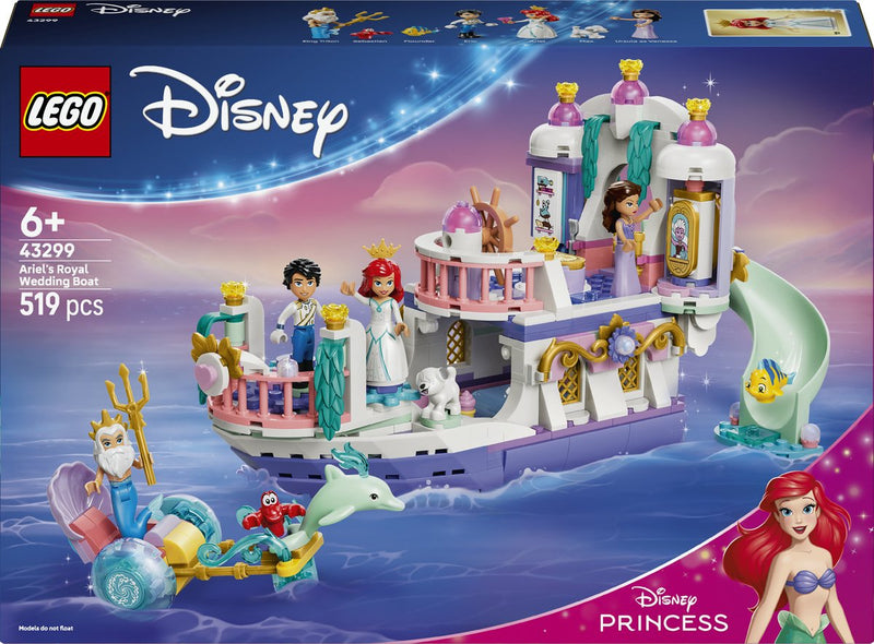 Afbeelding laden in galerijviewer, Lego ǀ disney princess ariëls koninklijke trouwboot bouwpakket voor kinderen met 7 poppetjes 43299