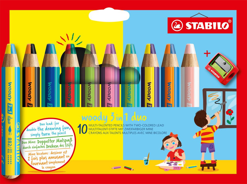 Chargez l'image dans la visionneuse de la galerie, Stabilo woody 3 in 1 duo - multi talent kleurpotloden - etui met 10 kleuren puntenslijper