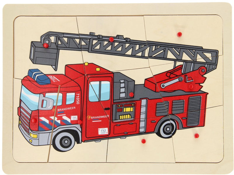 Afbeelding laden in galerijviewer, Playwood roel noppen puzzel brandweer