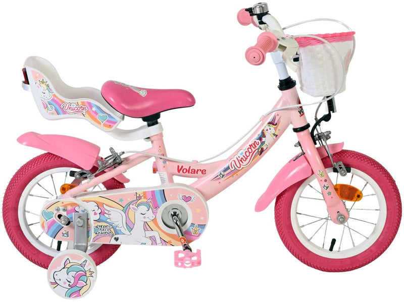 Chargez l'image dans la visionneuse de la galerie, Volare unicorn kinderfiets - meisjes - 12 inch - roze - twee handremmen