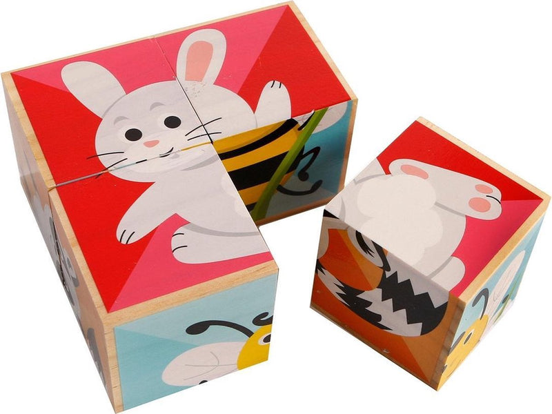 Afbeelding laden in galerijviewer, Toys amsterdam blokkenpuzzel dieren junior hout 10 cm 4-delig