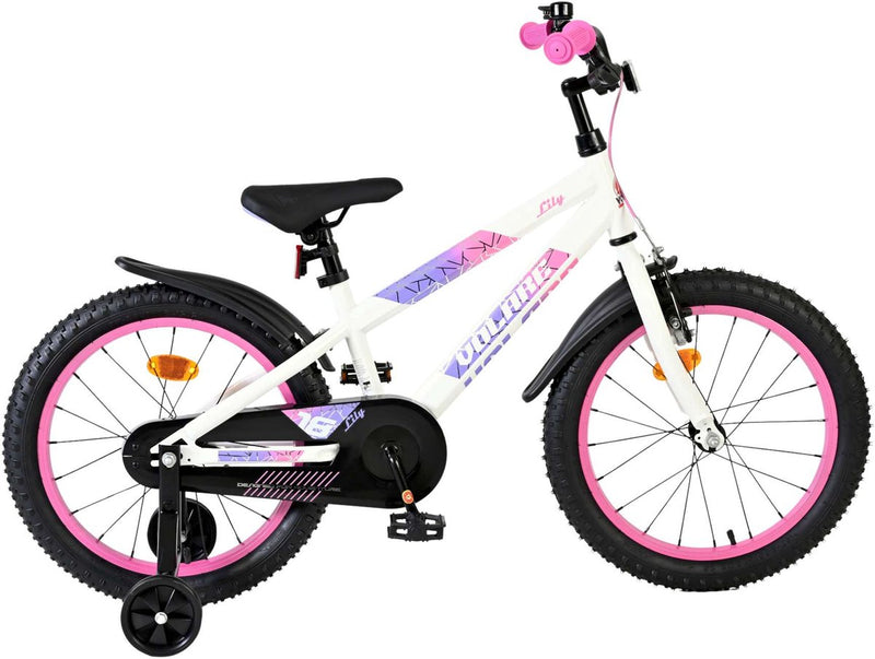 Afbeelding laden in galerijviewer, Volare lily kinderfiets - meisjes - 18 inch - wit roze paars - twee handremmen