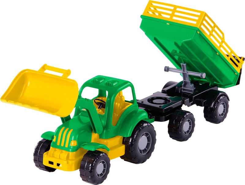 Afbeelding laden in galerijviewer, Cavallino klassieke tractor met kiep aanhangwagen, 66cm