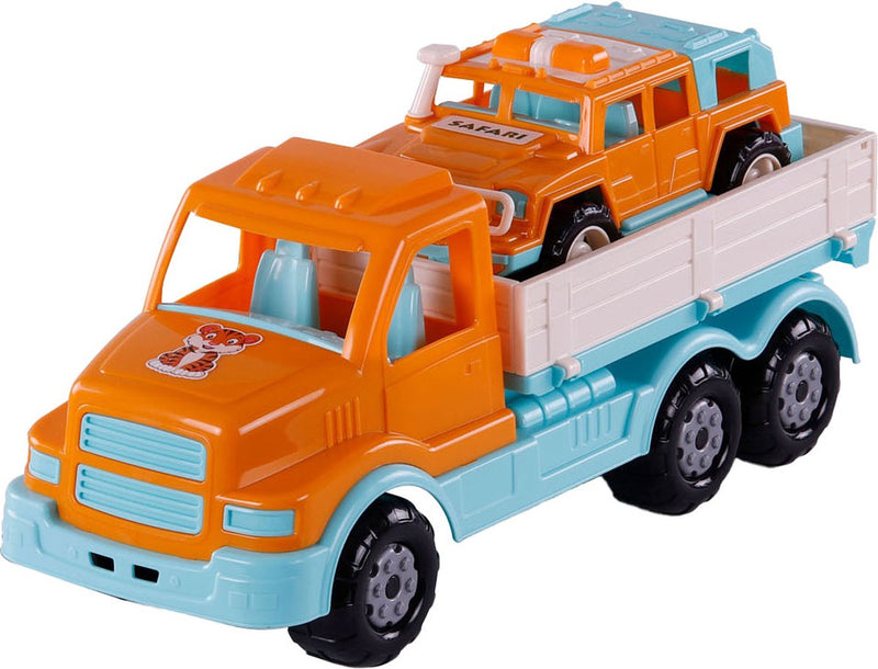 Afbeelding laden in galerijviewer, Cavallino xl torpedo vrachtwagen met survival jeep oranje, 44,5cm