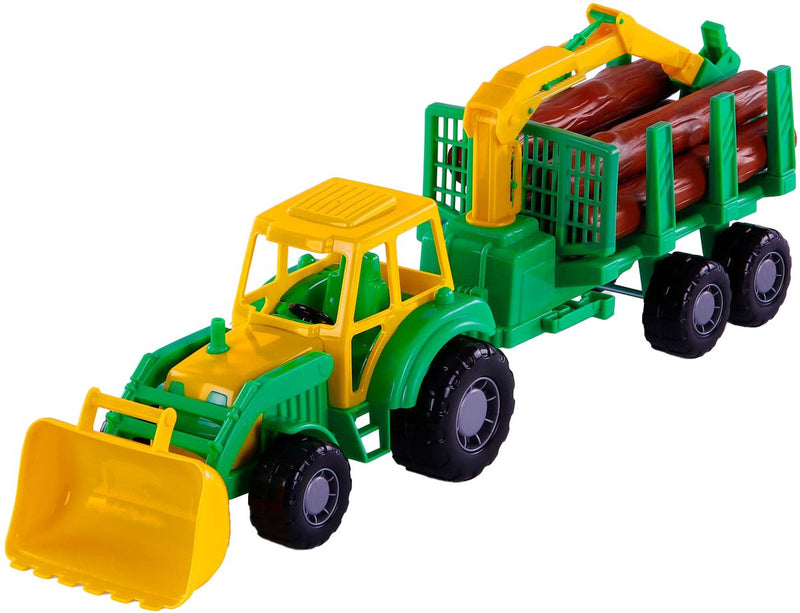 ギャラリービューアに画像をロードする, Cavallino junior tractor met kraan aanhangwagen en hout, 46cm