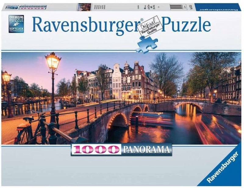 Afbeelding laden in galerijviewer, Ravensburger puzzel amsterdam by night - legpuzzel 1000 stukjes.
